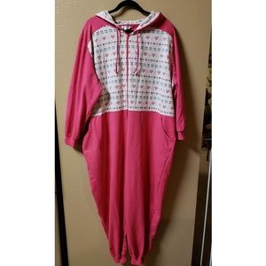 Hot Pink Snowflake Print Pajama Onesie